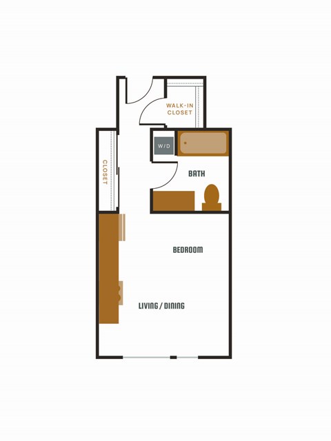 Floor plan for studio, 1 bath, 514 sqft